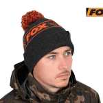 Fox Collection Bobble Hat Black Orange