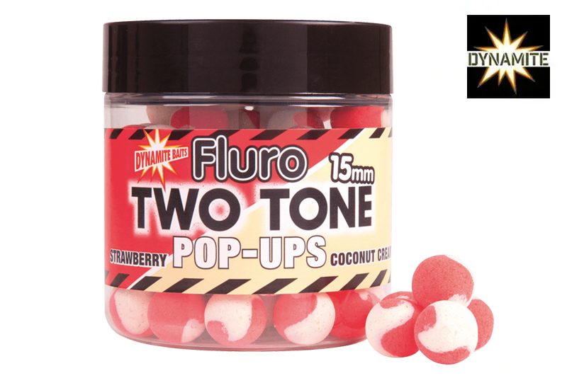 Dynamite Baits Two Tone Fluro Pop Ups Strawberry Coconut Cream